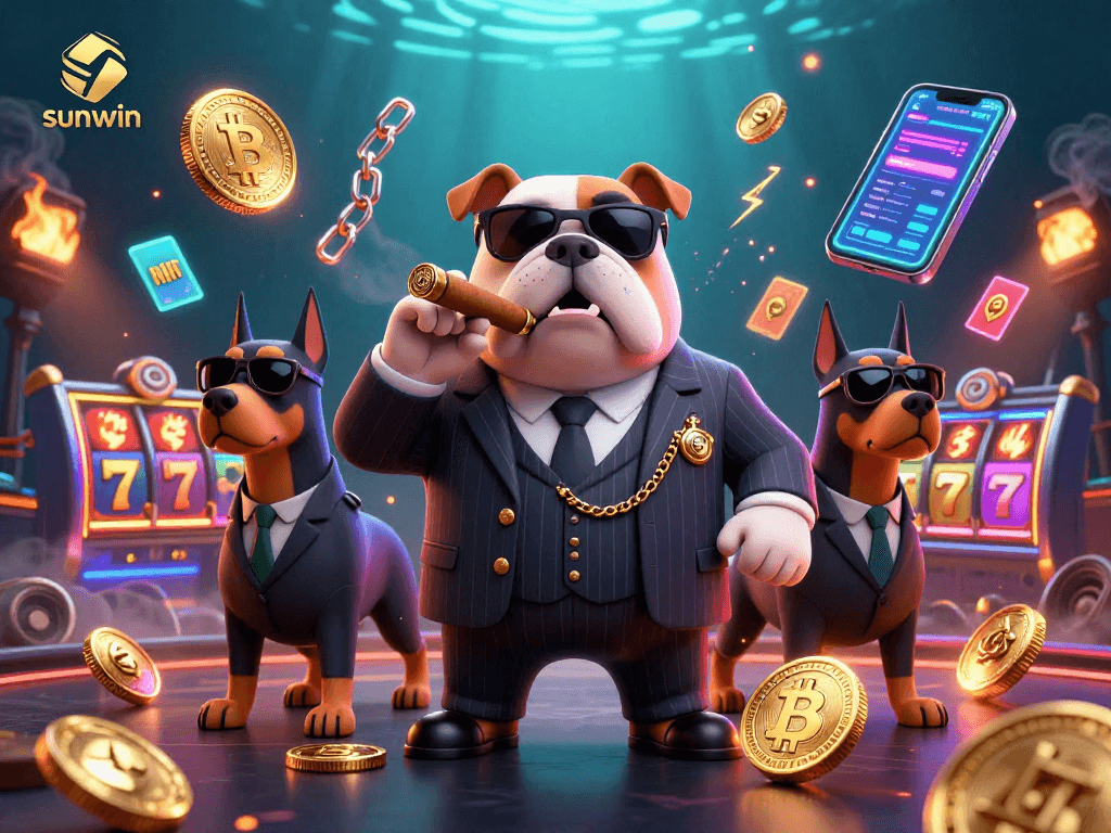 Engage in thrilling gameplay with sunwin's vibrant casino scene featuring animated characters and crypto elements.
