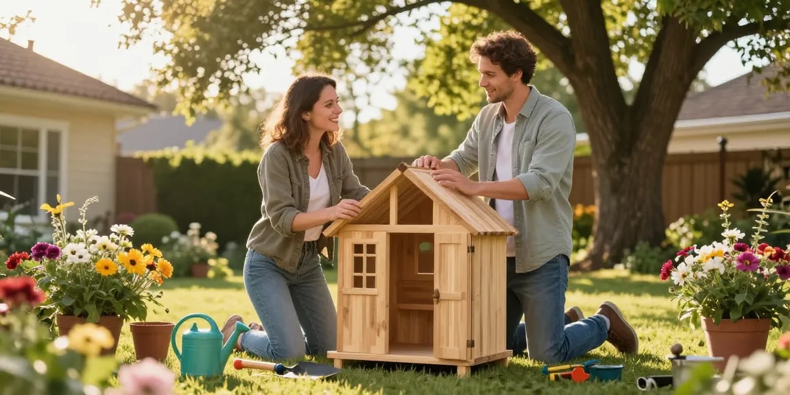 Gartenhäuser aus Holz: Bauen Sie Ihr Traumgartenhaus in einem sonnigen Garten.