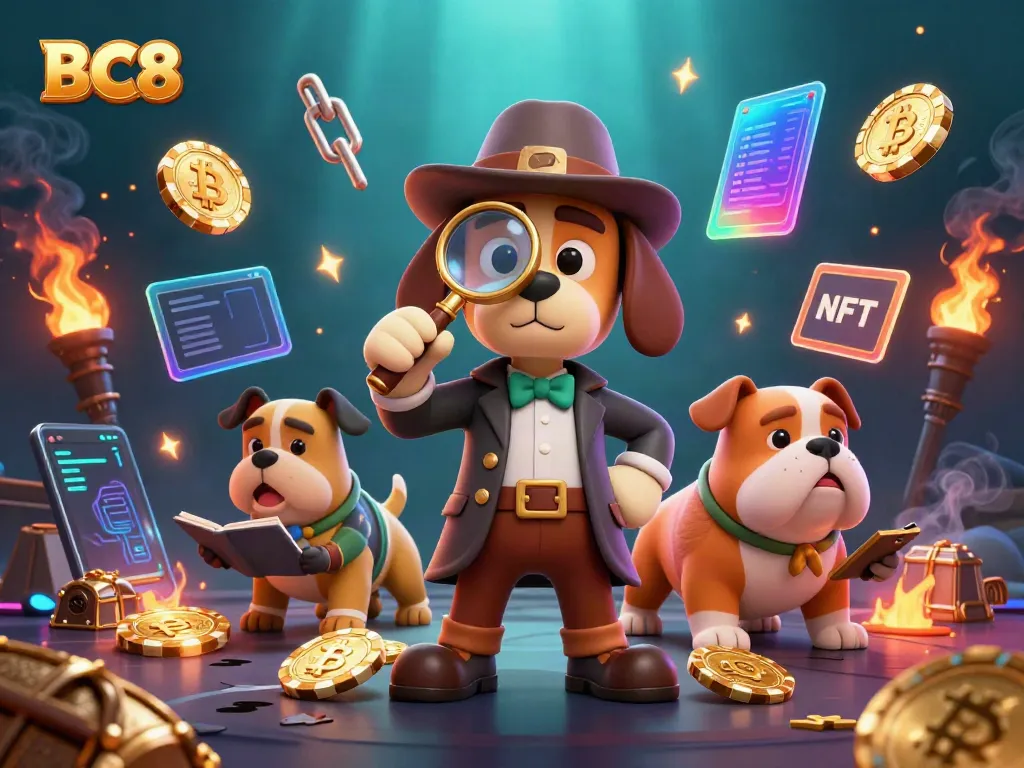 BC8 showcases a detective and companion exploring poker chip riches among digital currencies in a casino.