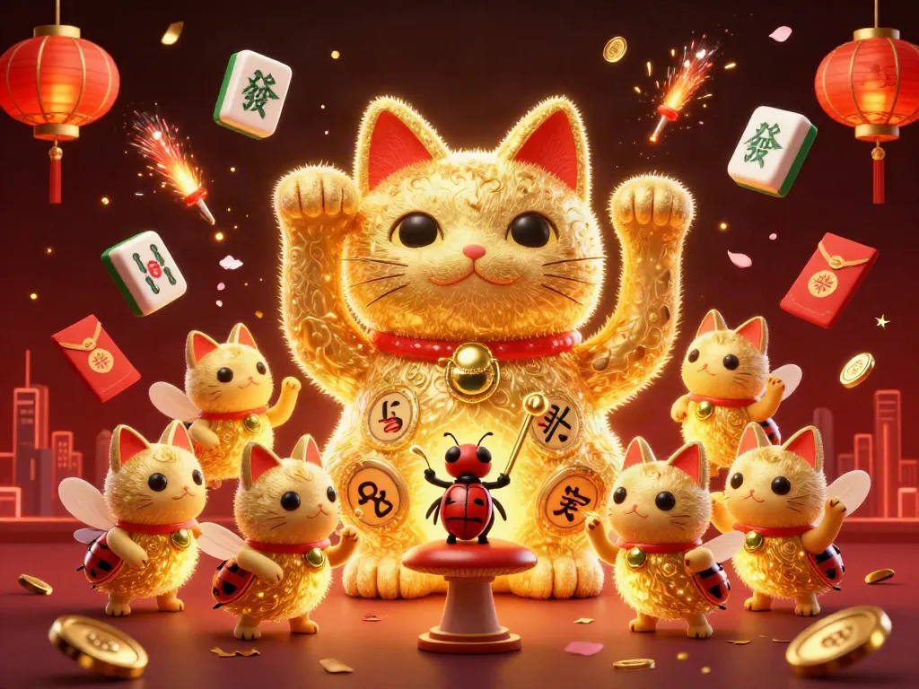 Experience the vibrant casino excitement at du88az with a dynamic lucky cat scene and festive elements.