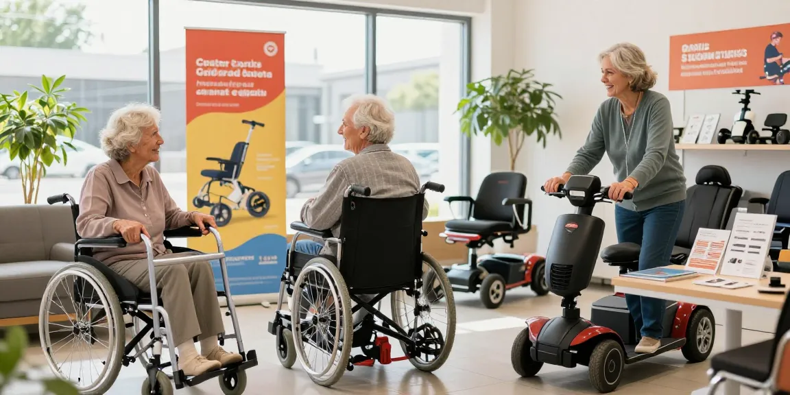 Explore mobility aids in a welcoming showroom while considering options to buy nobility aids.