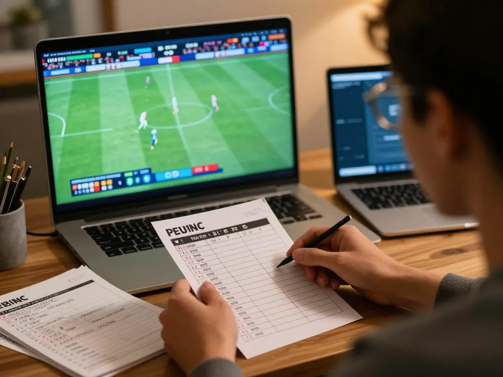 Kèo nhà cái 5 betting scene showing a person focused on placing a wager on live football.