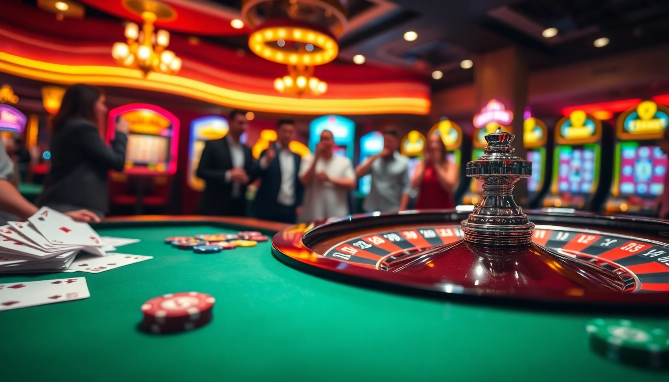 Die Szene beim casinospielen zeigt ein aufregendes Roulettespiel mit begeisterten Spielern.