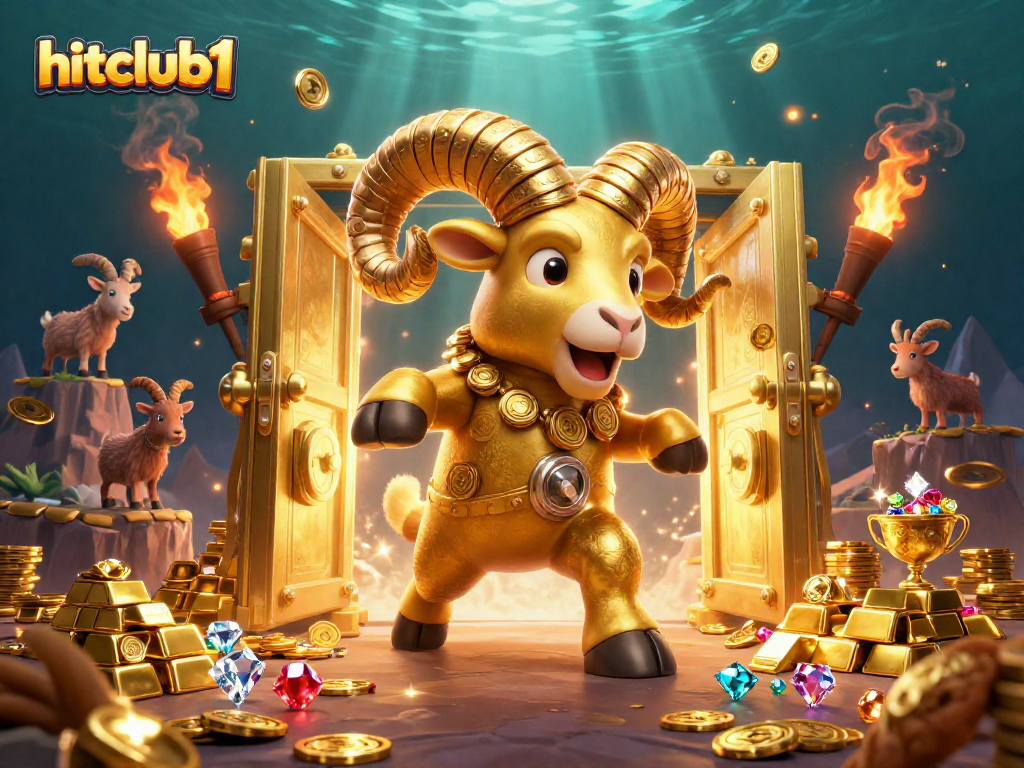 Experience hitclub1's vibrant casino scene with golden treasures and dramatic characters, capturing excitement.
