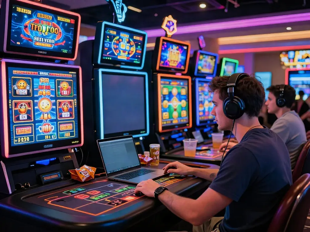Engaged player at ku88 online casino, immersive gaming environment with live dealer tables.
