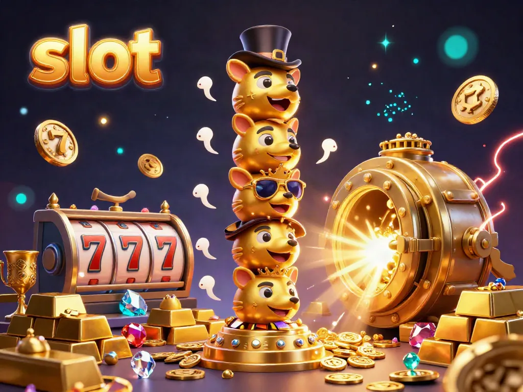 Engaging scene of slot reels with a golden totem pole and treasure vault, illustrating casino excitement.