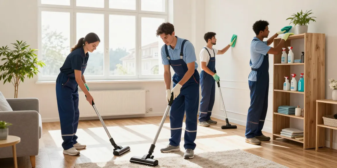 reinigungsunternehmen bern team cleaning a cozy apartment with eco-friendly supplies