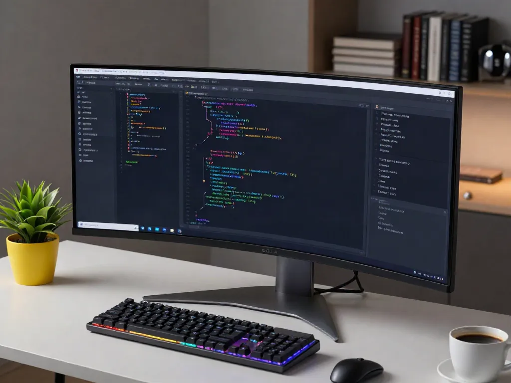 SCR code analysis tools displayed on a developer's monitor, showcasing software development technologies