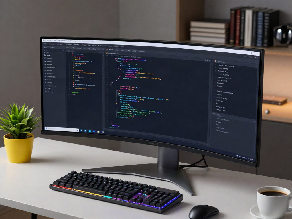 SCR code analysis tools displayed on a developer's monitor, showcasing software development technologies