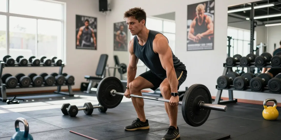 Akra Labs Steroid Shop: Athlet beim Krafttraining in modernem Fitnessstudio mit motivierender Atmosphäre.