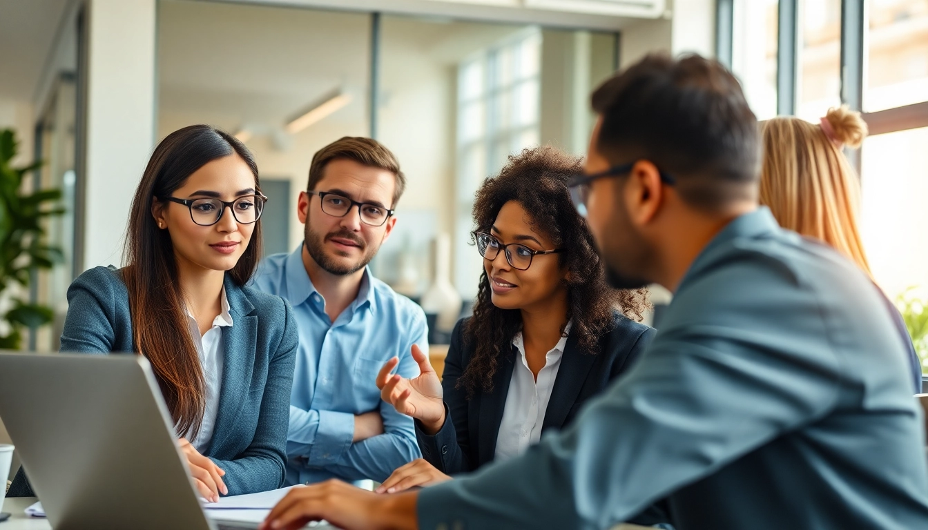 Headhunter Ingenieure in modernem Büro, engagierte Berater und Ingenieure bei Meeting.