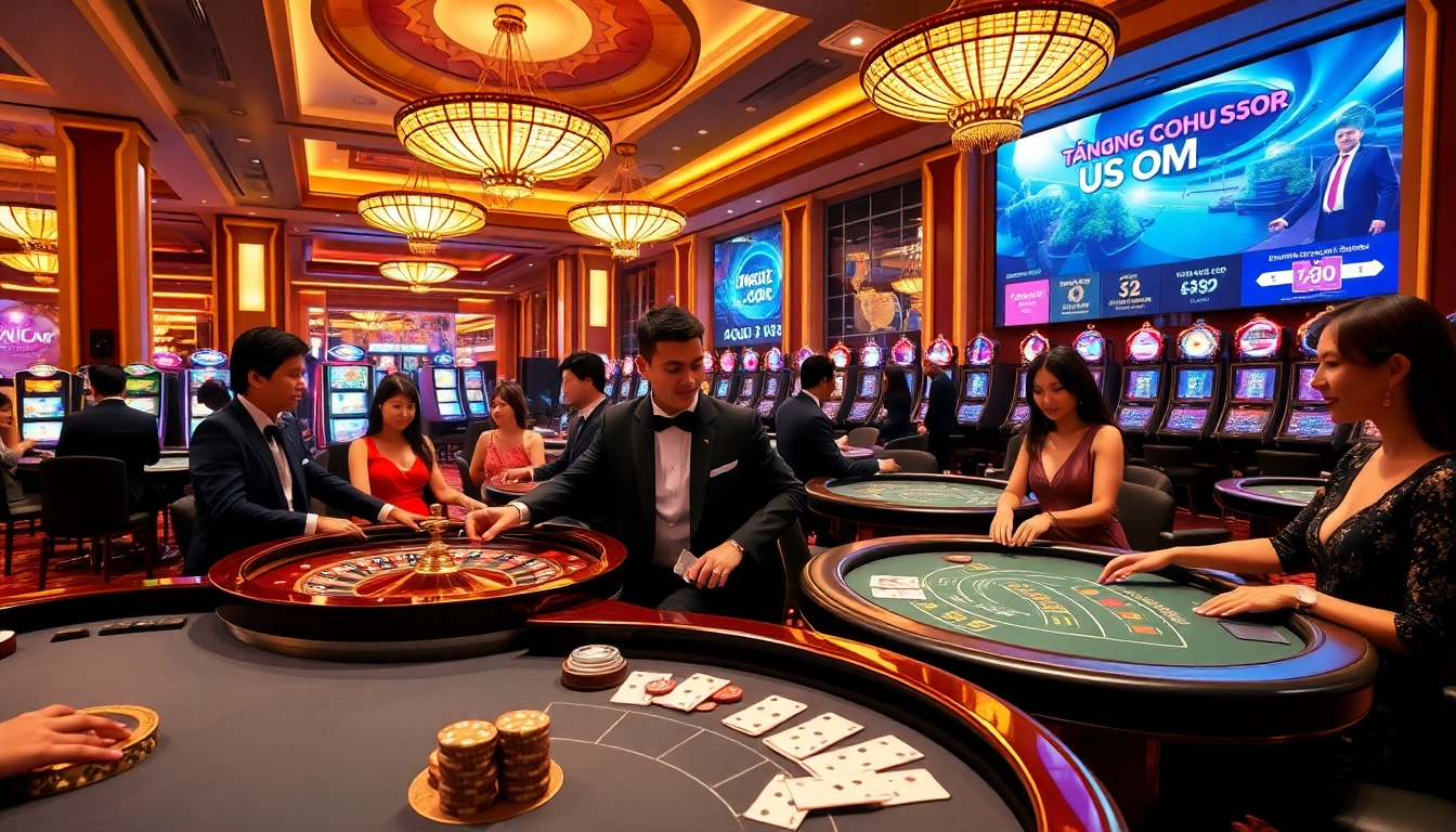 Experience the thrilling ambiance at Trang chủ U888 with vibrant gaming tables and excitement.