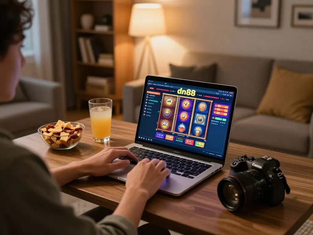 Engaging gaming session at dn88's online casino interface, showcasing vibrant slot games.