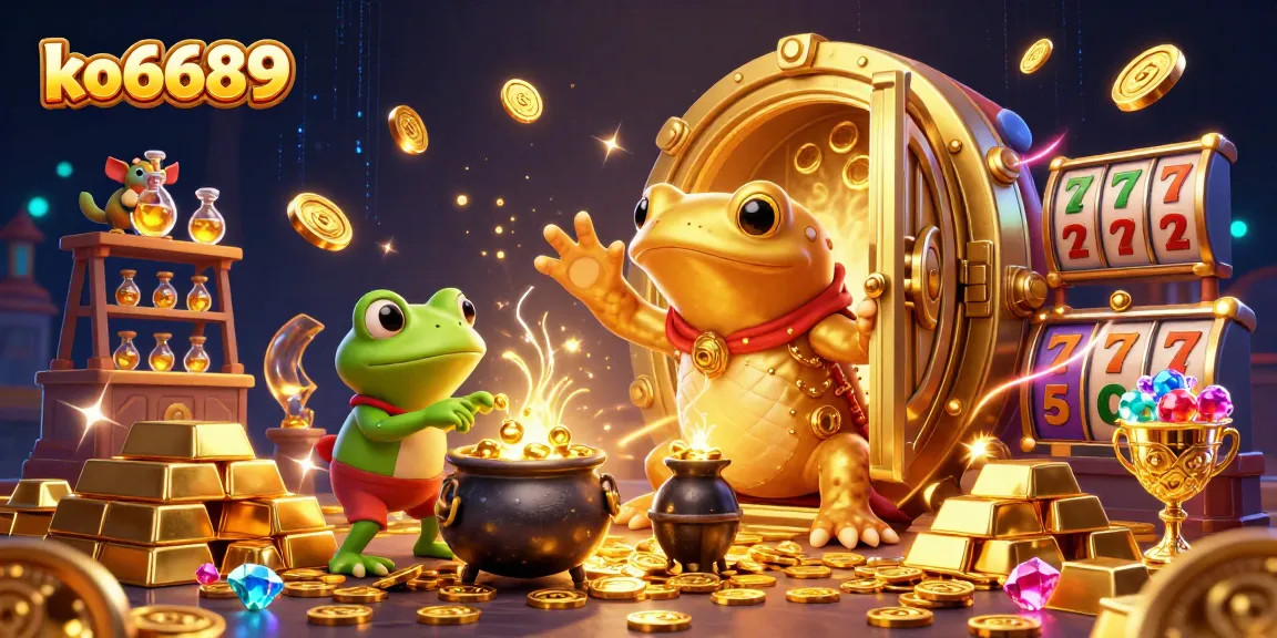 Spin to win at ko6689 with vibrant 3D illustration showcasing a wizard and gold-filled casino