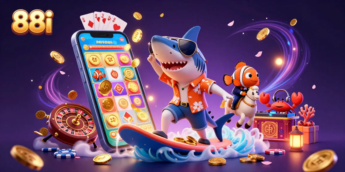 Experience thrilling wins with 88i's vibrant casino illustration featuring exciting games.