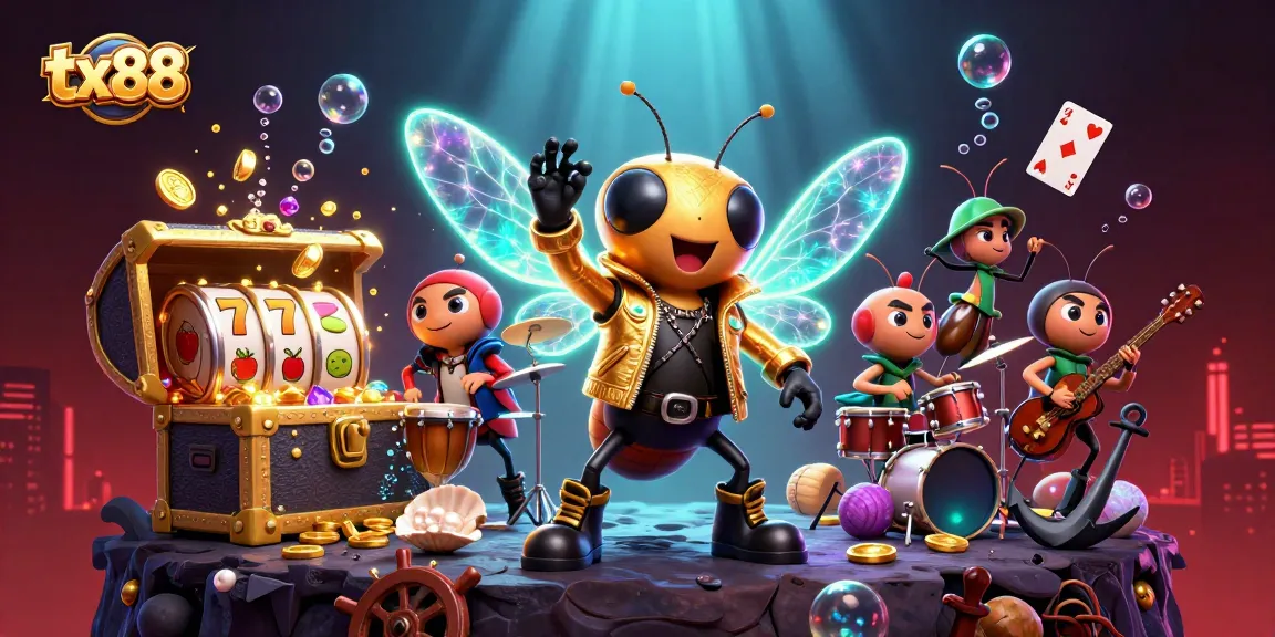 Experience the vibrant excitement of tx88 with lively characters and casino-themed elements.
