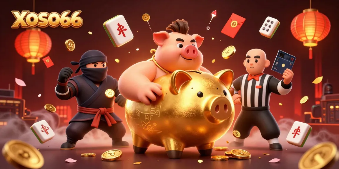 XOSO66 unleashes winnings in a vibrant casino-themed battle scene with characters and rich details