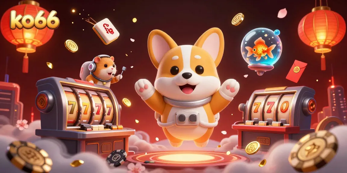 Experience excitement with ko66 in a dynamic space casino scene filled with floating gaming elements.